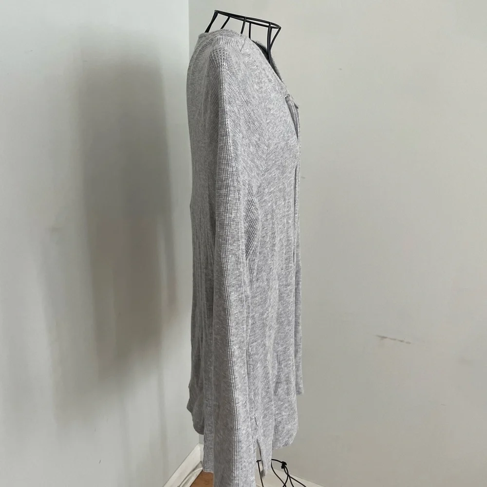 Michael Kors Gray Lace-Up Blouse